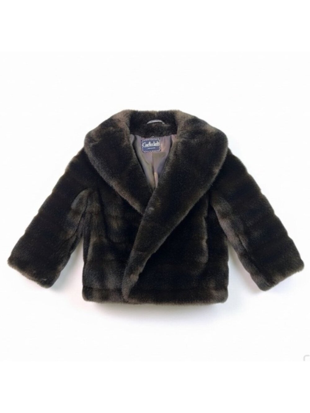 Garfinckels Womens Brown Faux Fur Coat Washington Elegant Warm Vintage Jacket